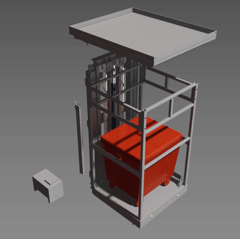 Garbage elevator with canopy