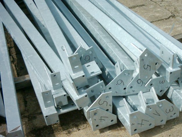 Welded parts of a steel front construction