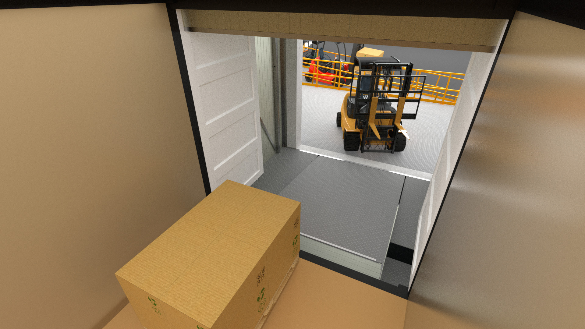 Loading with forklift truck into truck